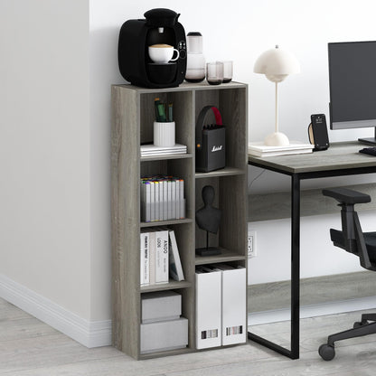 Furinno LUDER Book Shelf, 7-Cube Bookshelf, Bookcase, 9.4 x 19.5 x 41.7, for Living Room, Bedroom, Home Office, French Oak