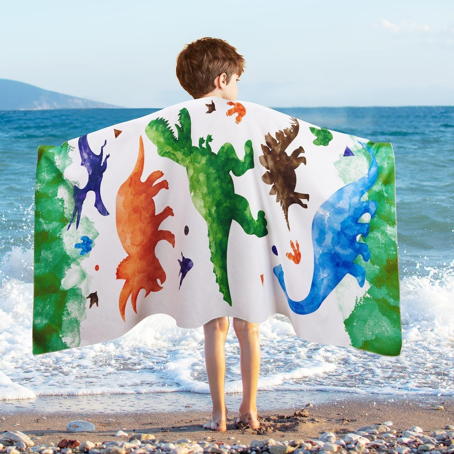 WERNNSAI Dinosaur Microfibre Beach Towel for Kids, 76 x 150cm Bath Towel