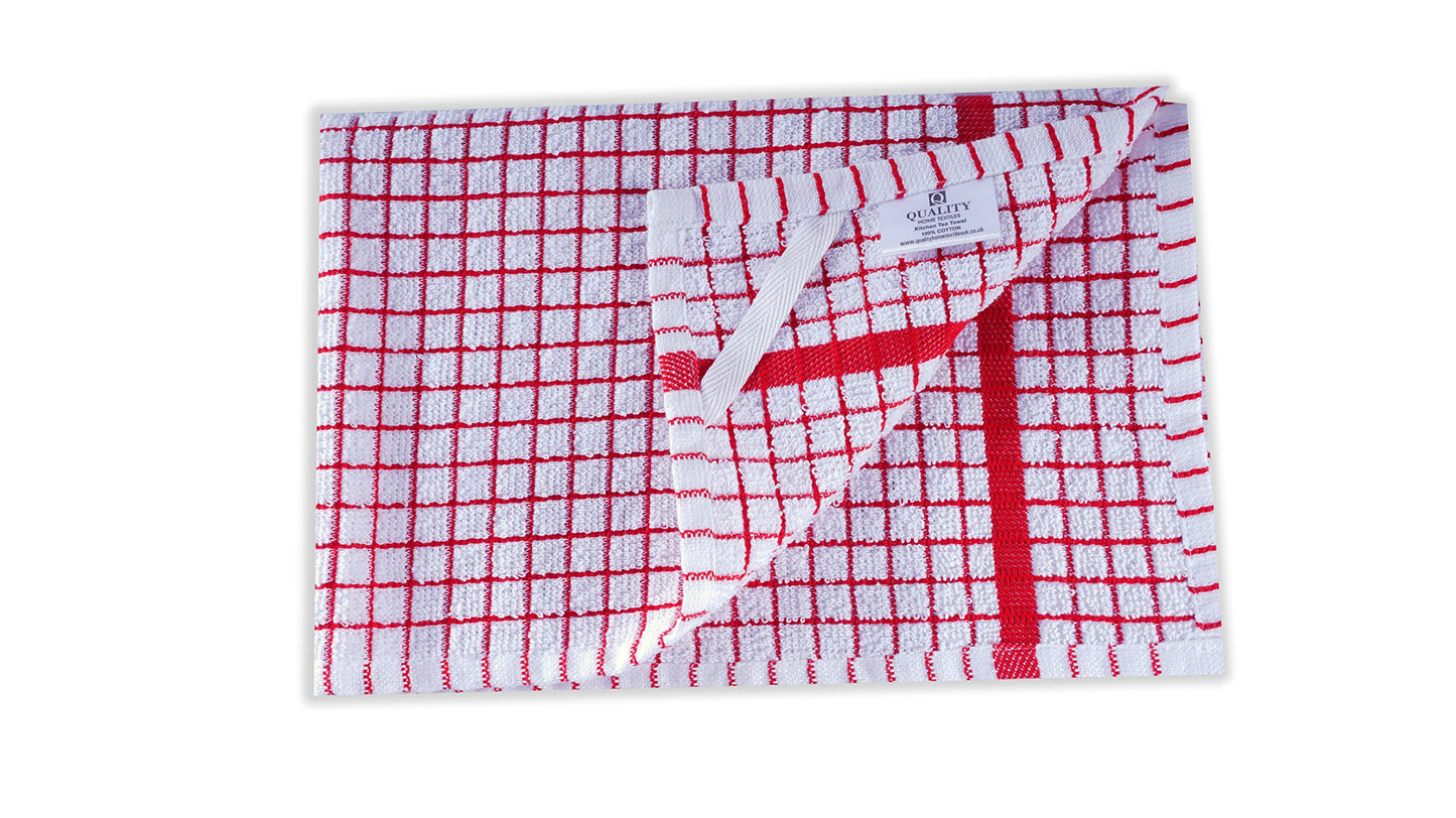 QUALITY HOME TEXTILES 100% Cotton Luxury Terry Towelling Tea Towels | Pack of 6| Kitchen Hand Towels Dish Cloth Super Absorbent Soft Touch