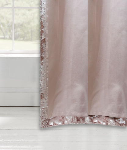 Catherine Lansfield Crushed Velvet 66x72 Inch Lined Eyelet Curtains Two Panels Blush Pink
