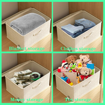 Zamety 2 Pcs Storage Box with Combination Lock, Lockable Storage Box, Fabric Organiser Box with lids, Foldable Storage Boxes for Bedding, Clothes