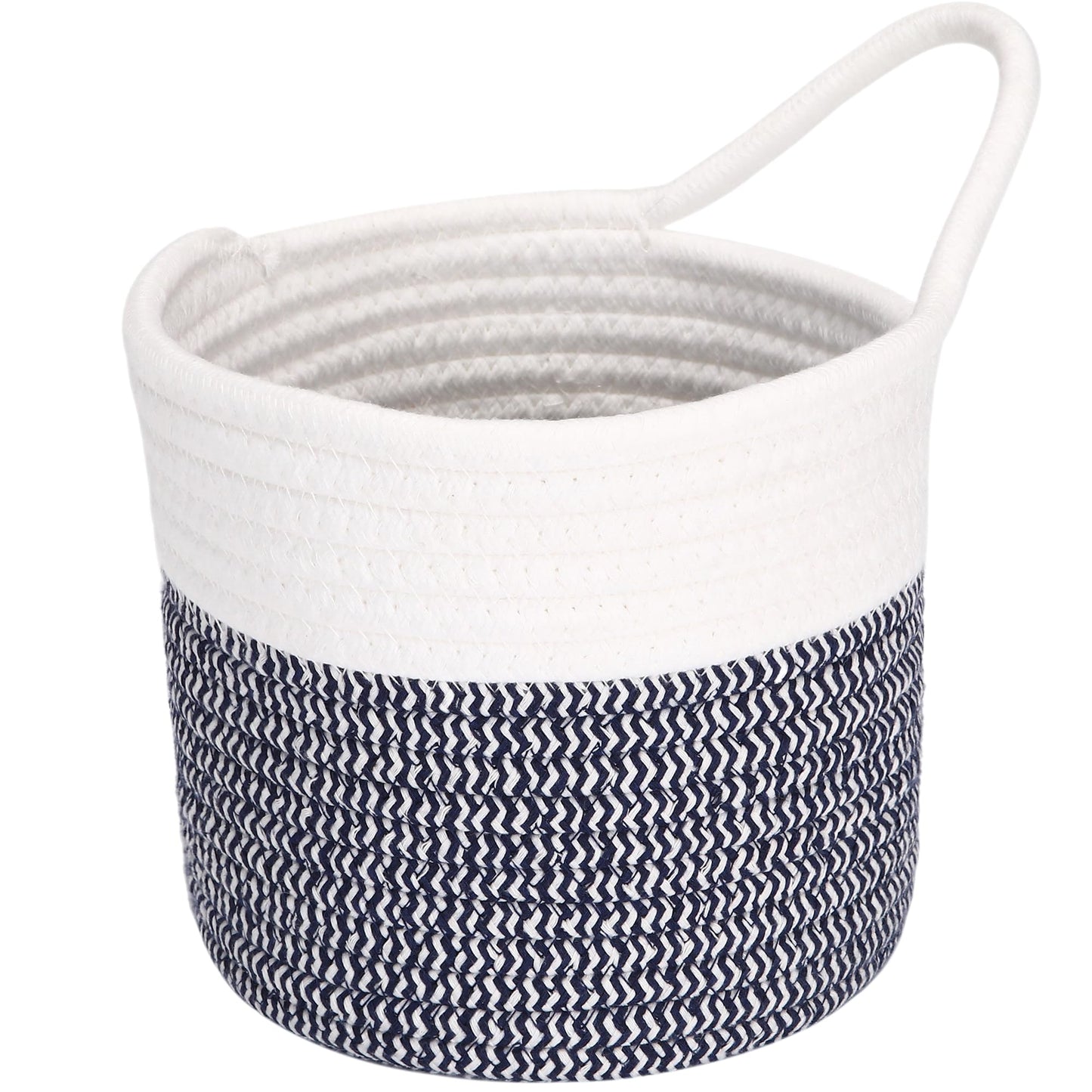 Sea Team Two Tone Woven Cotton Rope Hanging Wall Storage Basket