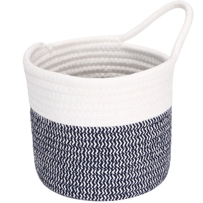Sea Team Two Tone Woven Cotton Rope Hanging Wall Storage Basket