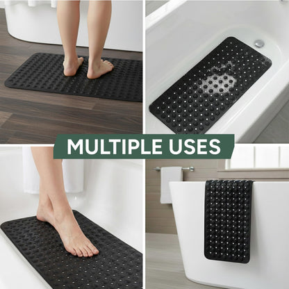 Zuvo Extra Long Bath Mat Non Slip Anti Mould, 100 x 40 cm, Black