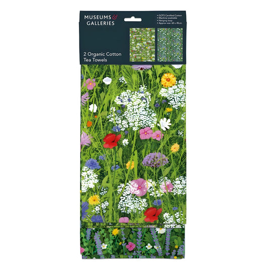 Museums & Galleries Tea Towels - Organic Cotton - Artistic Floral Design - Wild Garden Flowers by Josephine Simon - Set of 2 - Stylish Home Accessory
