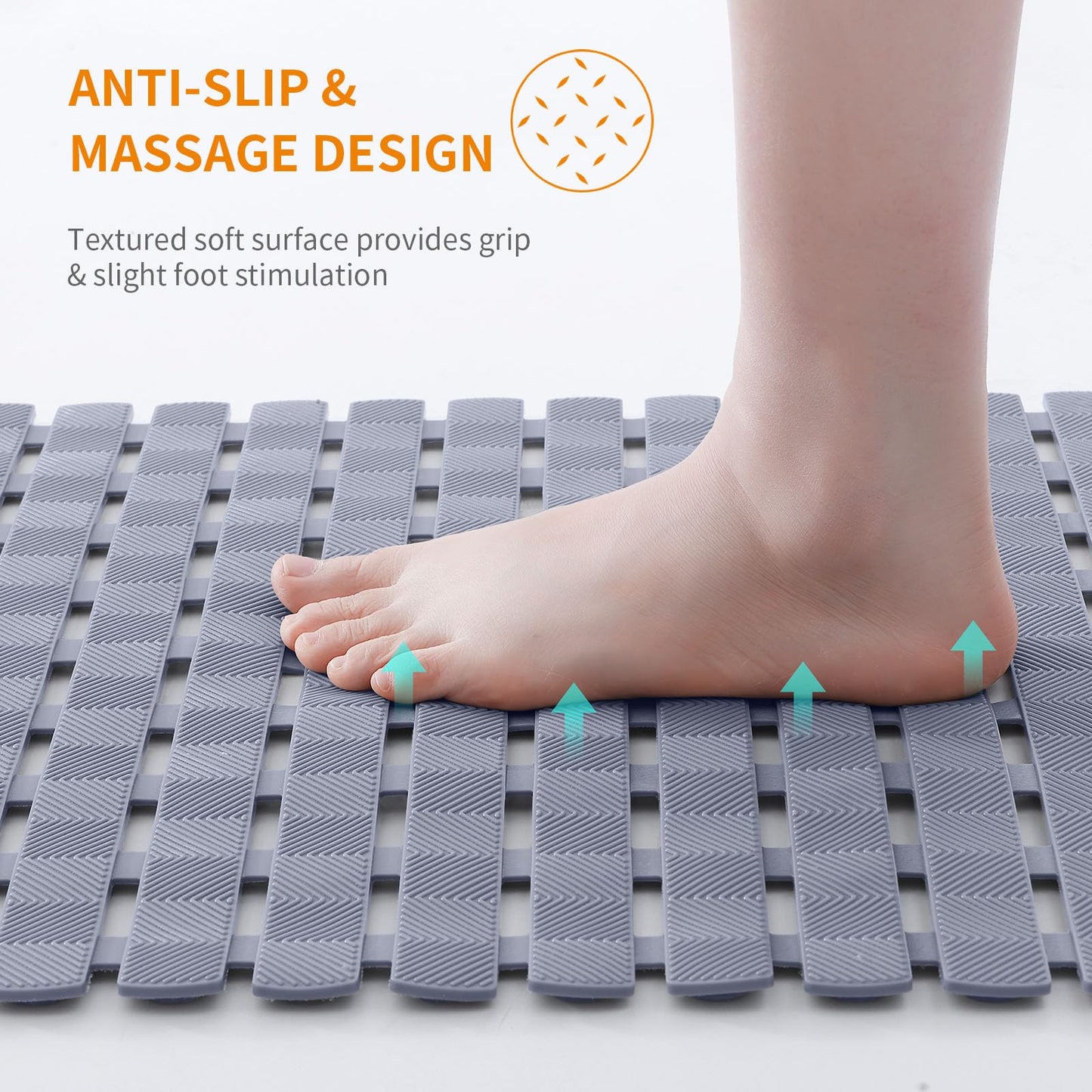 Smiry Shower Bath Mat Non Slip, Quick Drying for Inside Shower, 40 x 70 cm