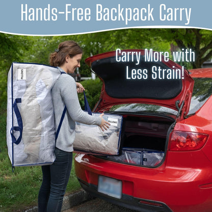 VENO 6 Pack Heavy-Duty Extra Large Moving Bags W/Backpack Straps, Moving House Essentials, Strong Handles & Zips, Clothes Storage, Packing