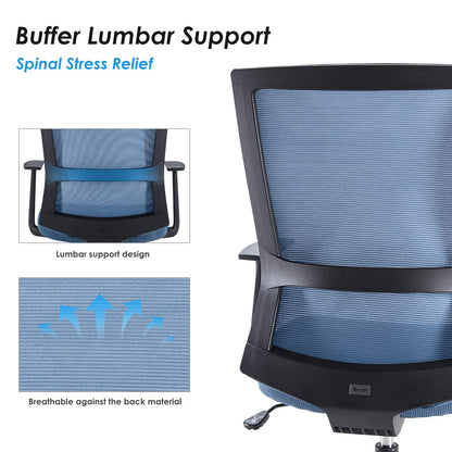 Sunon Ergonomic Office Chair - Mesh Mid-Back Desk Chair with Lumbar Support and Rollerblade Wheels