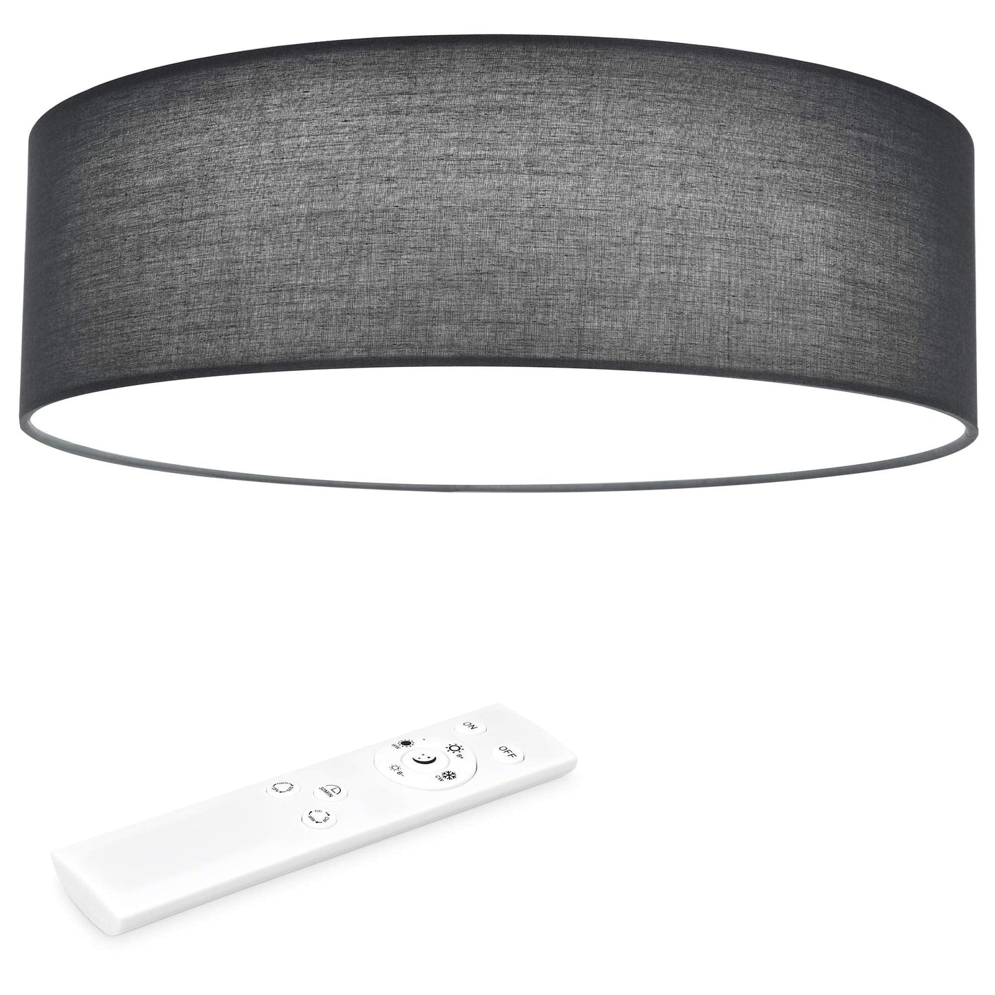 Navaris 22W LED Ceiling Light - 40cm Diameter Remote Controlled Round Flush Mount Ceiling Lamp with Dimmer, Temperature Change - Dark Grey
