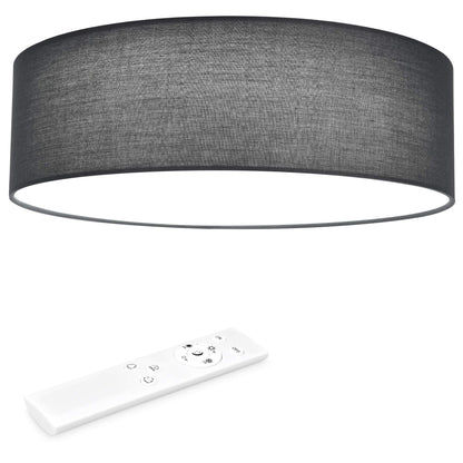 Navaris 22W LED Ceiling Light - 40cm Diameter Remote Controlled Round Flush Mount Ceiling Lamp with Dimmer, Temperature Change - Dark Grey