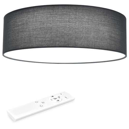 Navaris 22W LED Ceiling Light - 40cm Diameter Remote Controlled Round Flush Mount Ceiling Lamp with Dimmer, Temperature Change - Dark Grey