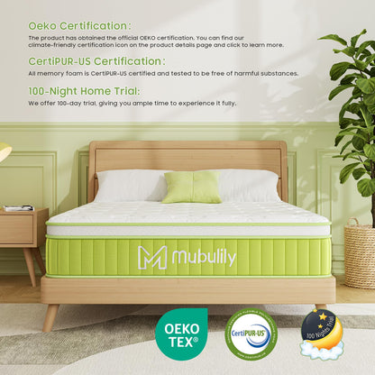 Double Mattress 4ft 6 25cm Memory Foam & Pocketed Spring Hybrid Mattress Medium Firm 7-Zone 9-Layer Breathable Double Bed Mattress with 450lbs Weight