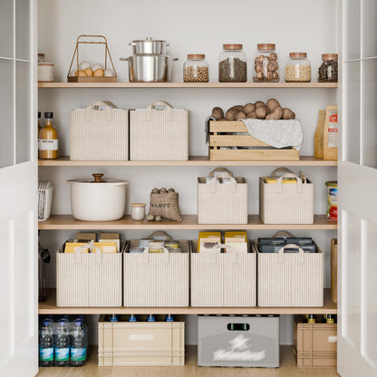 StorageWorks Storage Boxes, Foldable Storage Boxes for Shelves, Large Storage Baskets with Metal Frame, Closet Baskets and Boxes with Handles