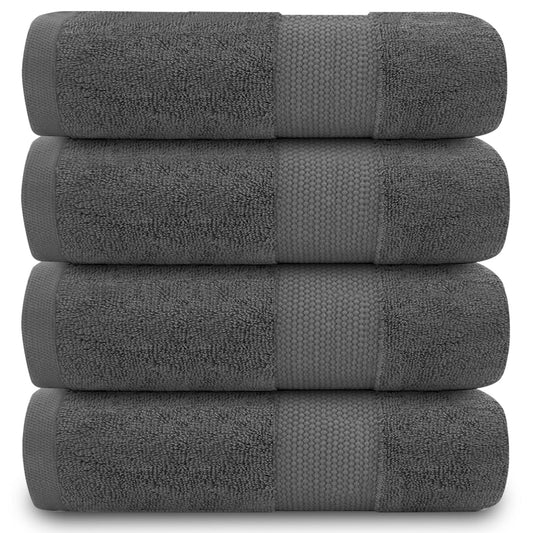 GC GAVENO CAVAILIA Fade Resistant Bathroom Towels Set, 700 GSM Premium Quality Extra Absorbent 100% Cotton Bath Towel, Charcoal, 4PK Hand Towel