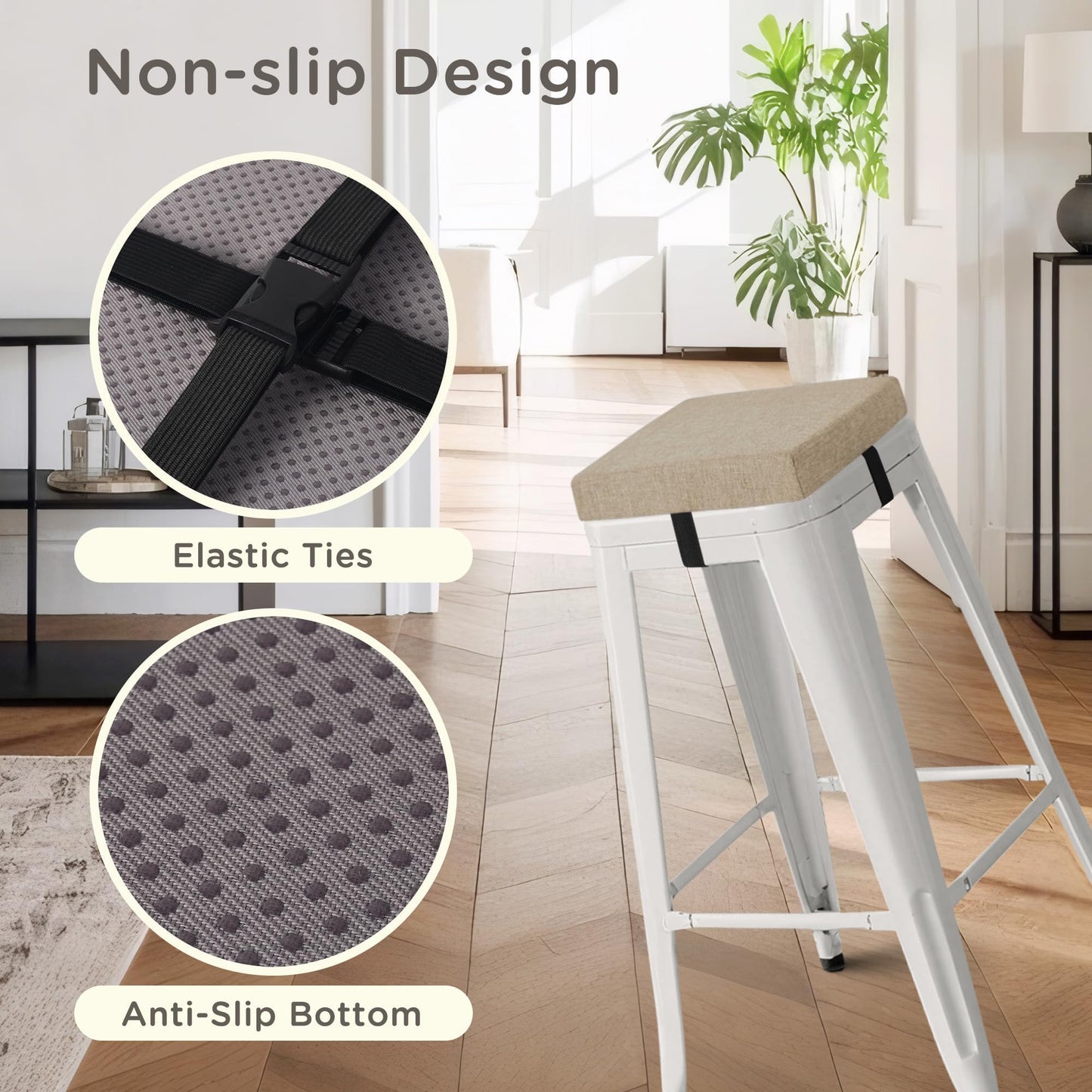 MineCozy Bar Stool Cushions Square 12" x 12" Set of 4 Beige