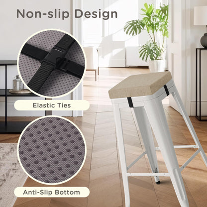 MineCozy Bar Stool Cushions Square 12" x 12" Set of 4 Beige