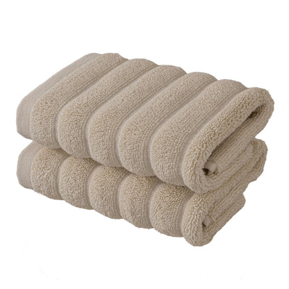 BERIBO Cloud Turkish Towel Set 100% Cotton 620gsm (Beige, 2 Face Flannels)