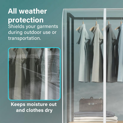 6ft Transparent Clothes Garment Rail Strong Zipped Cover Clear Protective Zip Over Cover for Garment Hanging Coat Racks