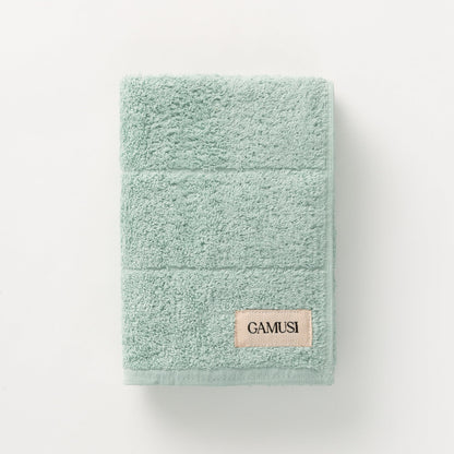 GAMUSI Complete Set of Bath Towels 3 Pieces 100% Cotton - 30x50cm, 50x100cm, 100x150cm, 600g/m2, Aqua.