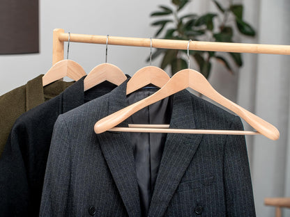 StorageWorks Wooden Suit Hangers, Wooden Coat Hangers Adult for Wardrobe, Extra Wide Shoulder Natural Wood Hanger for Duty Suit, Coats