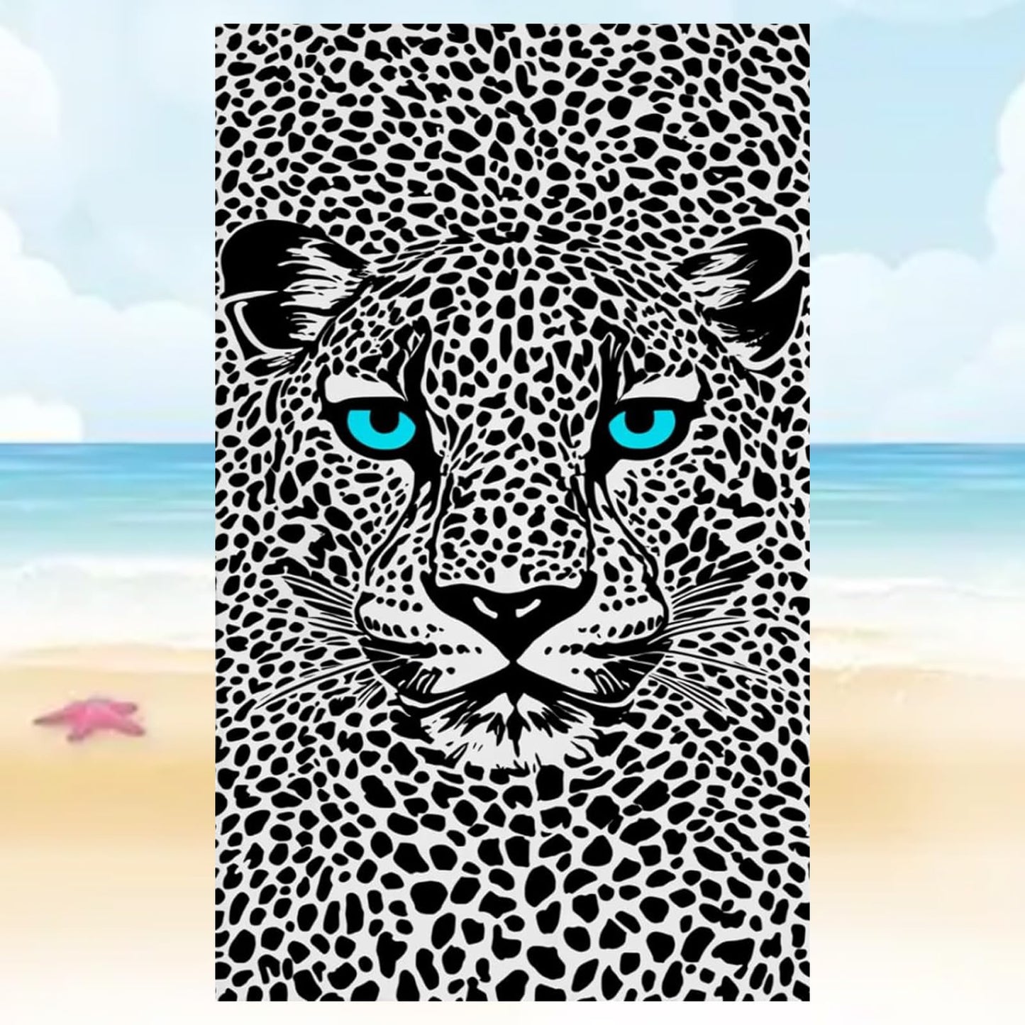 Vibe2Go Microfiber Leopard Beach Towel, Funny Cheetah Lightweight Beach Towels for Women Adults Girls
