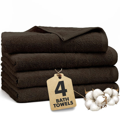 Novo Home Bath Towels Set of 4 – 550 GSM 100% Cotton Dark Brown Extra Large Towels for Bathroom, Spa Use (70x140 cm)