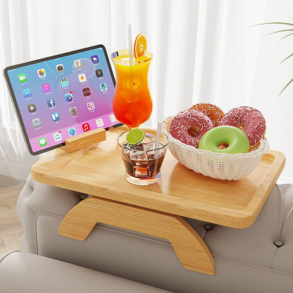 Uwenkjie Armchair tableSofa armrest tray table pine rotating bracket foldable rectangular sofa armrest tray clip on sofa side table armchair