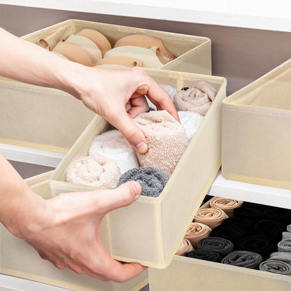 Vivantia 12 Pack Fabric Drawer Organisers for Clothes 3 Sizes Foldable Wardrobe Storage Organiser Bins Underwear Drawer Dividers Clothes Storage