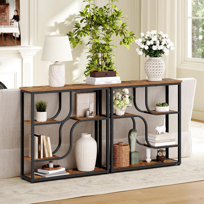 HOOBRO 4-Tier Slim Console Table for Hallway, Narrow Hallway Table with Storage Shelves, Behind Sofa Table for Small Space, living Rooms, Entryway