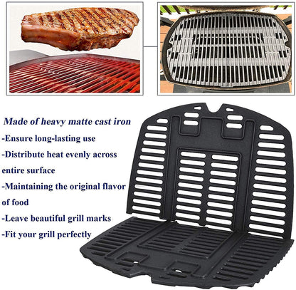 GFTIME 27.3x 38.8cm 7645 Cast Iron Cooking Grate Grids for Weber Q200, Q220, Q2000, Q2400 Series Gas Grill, Barbecue Grill Parts Grill Grids