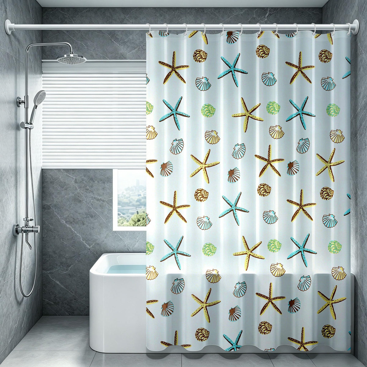 Vllcsla Shower Curtains Mould Proof Resistant Bathroom 240drop, 200x240 cm, Blue Extra Long PEVA Bathroom Bathtub Curtains