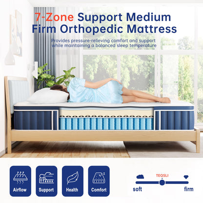 TeQsli 4ft6 Double Mattress Memory Foam Pocket Spring Hybrid 135x190x27 cm