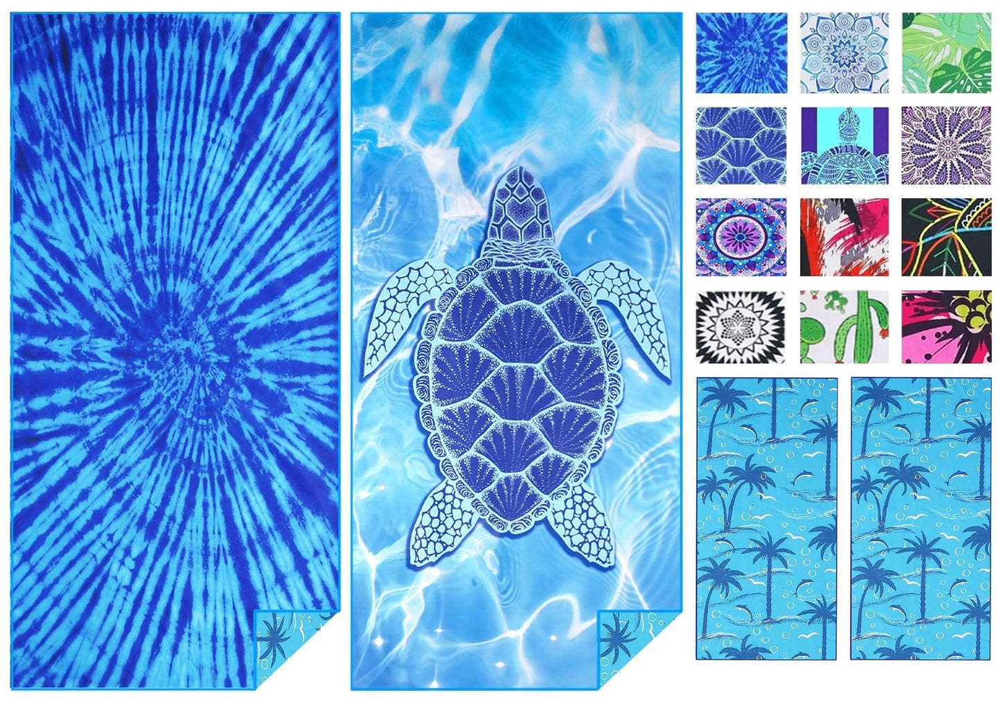 2 Pack Microfiber Oversized Lightweight Beach Towel 180x80 XL Extra Large Thin Sand Free Towels Travel Swim Pool Yoga Gym Camping for Adults Women Men