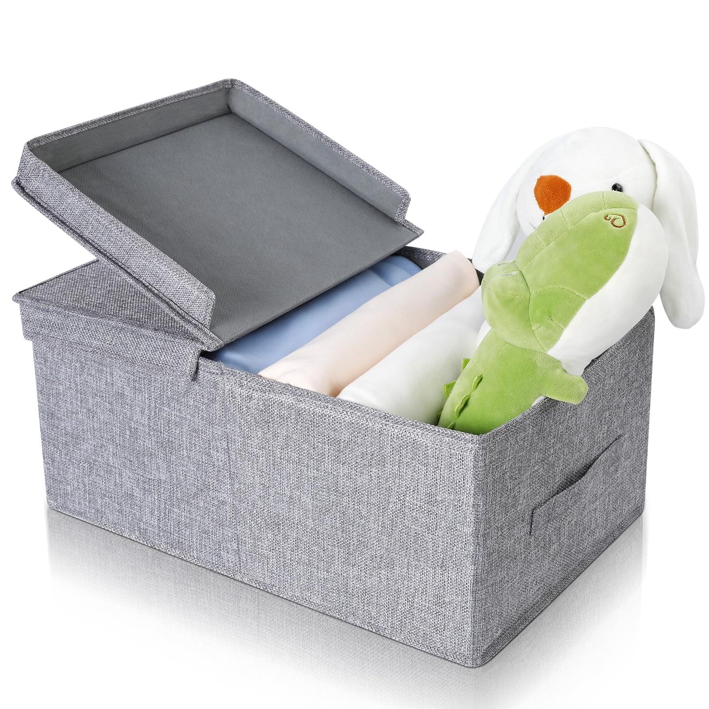 Cozary Storage Box with Lid - Wardrobe Boxes - Foldable Design, 29L Capacity, Linen Fabric, Foldable and Stackable