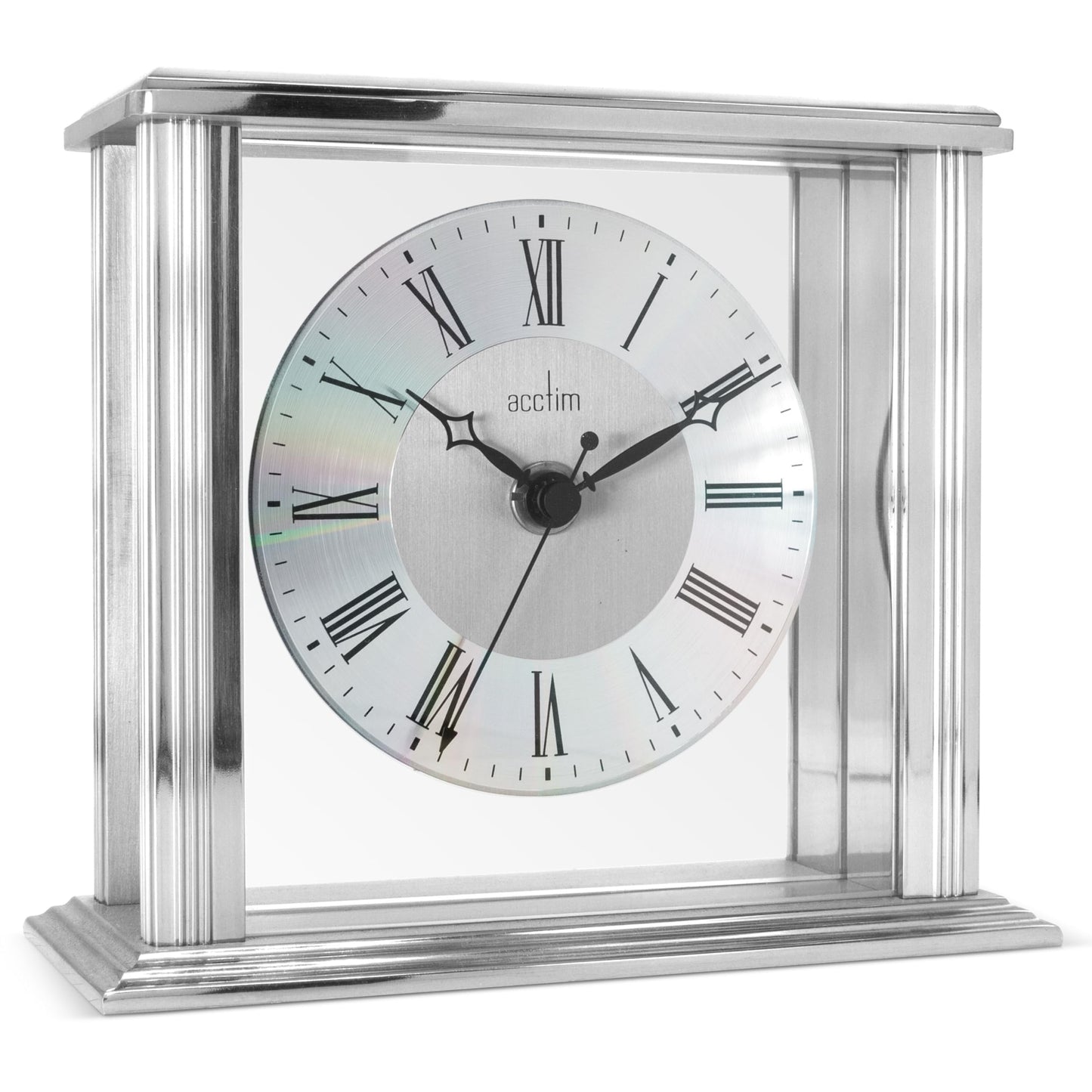 Acctim Mantel Clock, Metal, Silver, 13.7 x 15.5 x 6.8