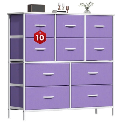 GoaHi Chest of Drawers, Large Dressers with Metal Frame and MDF Wooden Top Board, Adjustable Feet, Anti-Tip Safety