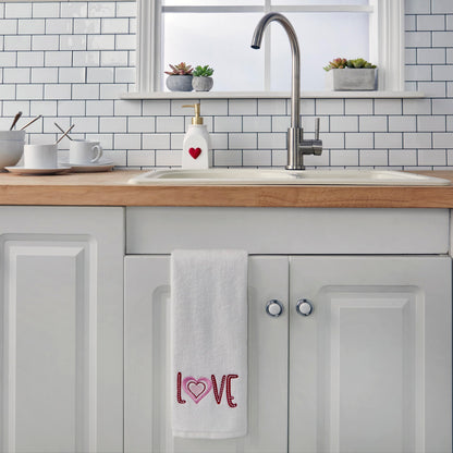 SKL Home by Saturday Knight Ltd. Valentine's Day Love Hand Towel Set, White 2 Pack