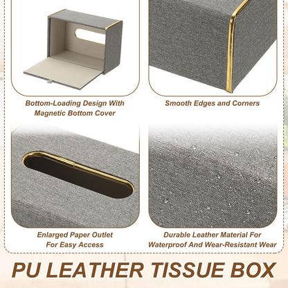 sourcing map Tissue Box Cover, Rectangle Modern Tissue Box Holder with Magnetic Closure for Living Room Bedroom Office Hotel Desk
