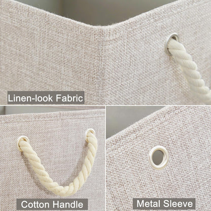 Mangata 3 Pack Storage Cubes for Shelves, Fabric Storage Boxes with Cotton Rope Handles Home Organization