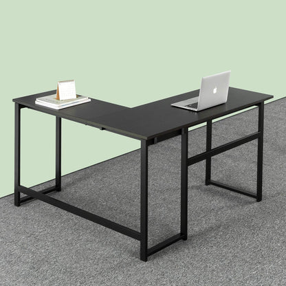 ZINUS Luke 135 cm Black Metal Corner Desk | L-Shaped Computer Desk | Office Desk | Easy, Bolt Free Assembly