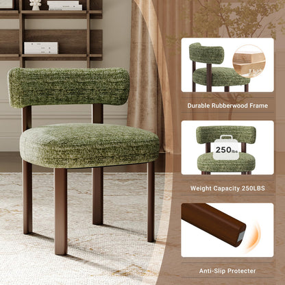 COLAMY Wooden Dining Chairs Set of 2, Fabric Chairs for Dining Room with Open Curved Backrest and Thick Seat Cushion