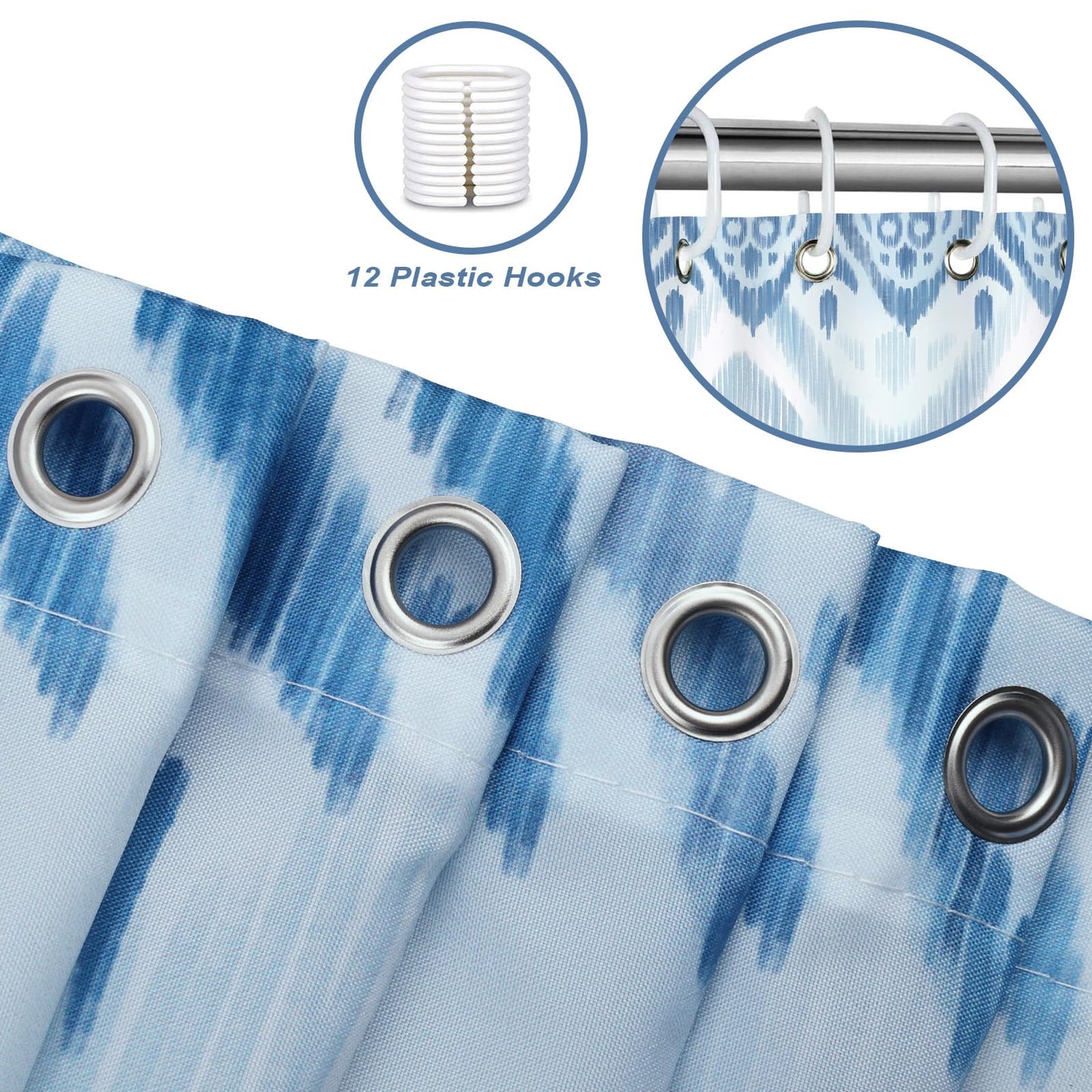 COZZSNUGE Coastal Shower Curtain, Beach Themed Starfish Coral Seashell Fish Blue Ocean Bathroom Curtain 180 x 180 cm