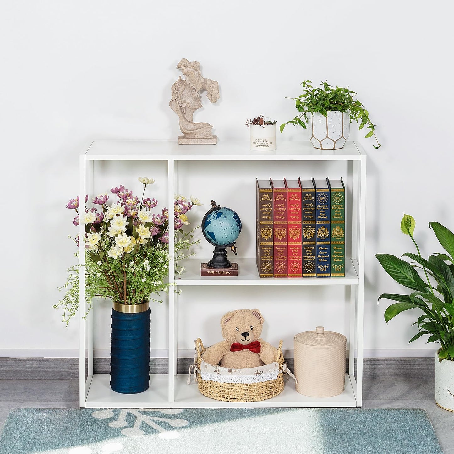 HDANI Console Table,3 Shelf Sofa Table,Thin Entryway Table,Metal Frame Couch Table for Small Spaces,Living Room,Hallway (White, 100×30×80cm)