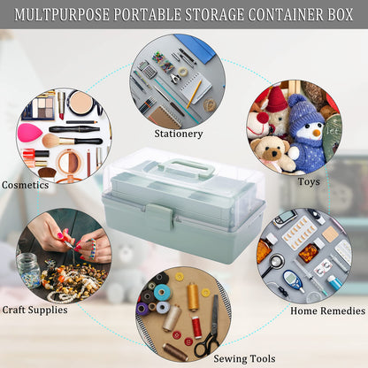 IGNPION 3 Tiers Craft Stackable Storage Box，Plastic Tool Dividers Organiser