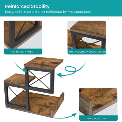 ELITEROO Desk Shelf Organizer, Wood Desktop Organizer Small Bookshelf, 3 Tier Storage Shelf Riser Display Stand for Office Decor and Desk Accessories