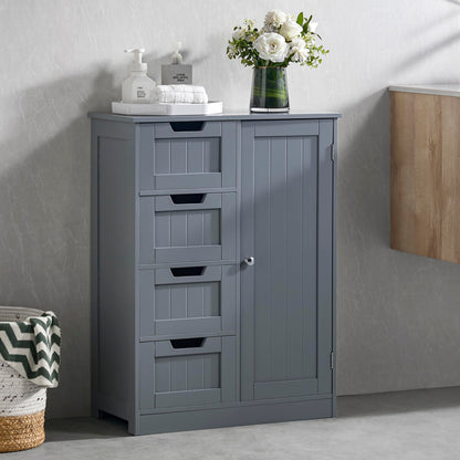 Bath Vida Priano Freestanding 4 Drawer 1 Door Bathroom Floor Cabinet, Grey