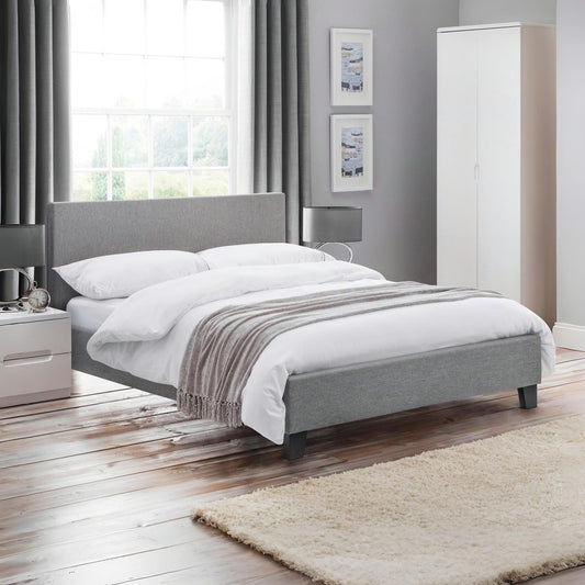 Julian Bowen RIALTO LIGHT GREY LINEN BED 150CM, Fabric, King
