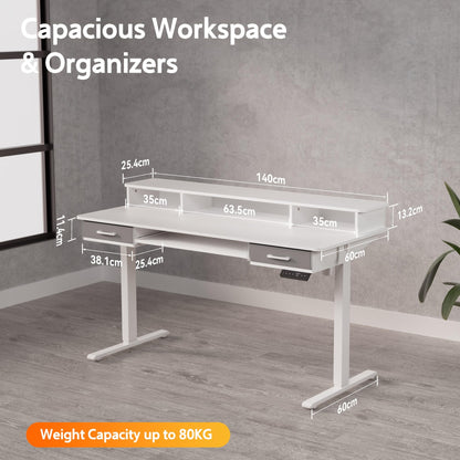 WALKINGDESK Electric Standing Desk with Keyboard Tray, 140 x 60 cm