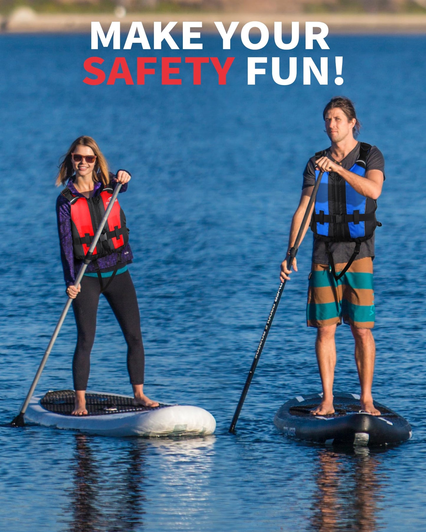 Owntop Buoyancy Aids Adults, Foam Buoyancy Vest Jacket with Crotch Strap Inner Pocket Unisex for Paddleboarding Kayaking Sup Fishing - Red XS/S