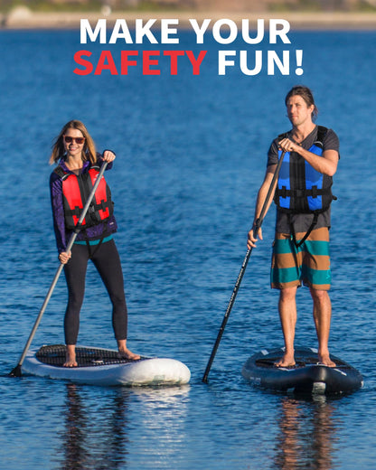 Owntop Buoyancy Aids Adults, Foam Buoyancy Vest Jacket with Crotch Strap Inner Pocket Unisex for Paddleboarding Kayaking Sup Fishing - Red XS/S